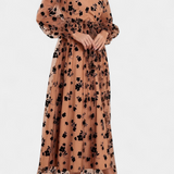 Vestido Maxi de Encaje Floral Iolanda con Mangas de Linterna