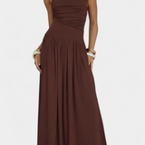 Vestido Maxi Maddy sin Mangas con Drapado Lateral