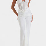 Vestido Corset Angelina con Falda Maxi Fruncida