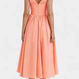 Vestido Midi Margie con Escote en V y Estampado Floral Romántico