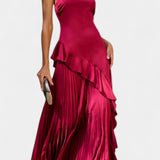 Vestido Asimétrico de Un Hombro con Volantes Paige