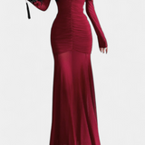 Vestido Cornella Maxi Sin Tirantes con Pliegues Esculturales