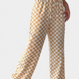 Pantalones Anchos Hilaria con Estampado de Cuadros