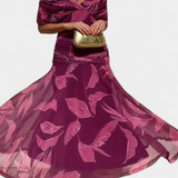 Vestido Largo Alondra con Estampado Floral de Fantasía y Escote en V