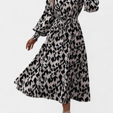 Vestido Nerin A-Line con Estampado de Leopardo y Cintura Ajustable