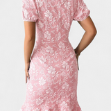 Vestido Midi Ajustado Champel con Mangas Abullonadas