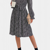 Vestido Midi Plisado con Estampado de Leopardo Evabeth