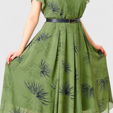 Vestido Midi de Chiffon Verde Lupita con Corte A-Line