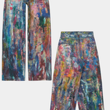 Jeans Rana de Pierna Ancha con Estampado Artístico