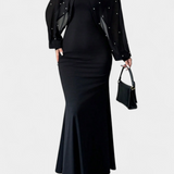 Vestido Atenea Halter de Malla con Perlas