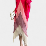 Vestido de Andalucía con Borlas y Bloques de Color Contrastantes