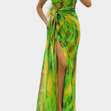 Vestido Maxi Asimétrico Aylin con Estampado Vibrante