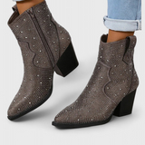 Botas Elegantes Berenice con Patchwork y Cierre Lateral
