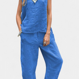 Conjunto de Chaleco Sin Mangas y Pantalón Leona en Lino de Algodón