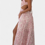 Vestido Zuleika de Chiffon con Volantes y Aberturas Laterales