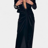 Vestido Largo de Terciopelo LaVerna en Dorado con Escote en V