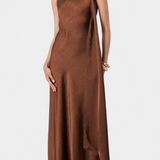 Vestido Largo Asimétrico Robina en Bronce