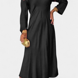 Vestido Riva Fluido con Escote en V y Mangas Largas