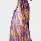Vestido Maxi Asimétrico Aylin con Estampado Vibrante