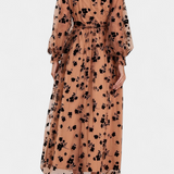 Vestido Maxi de Encaje Floral Iolanda con Mangas de Linterna