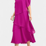 Vestido de Chiffon Asimétrico Cornelia con Silueta Fluida