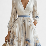 Vestido Maxi de Chifón Plisado Phaedra con Mangas de Globo