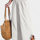 Pantalones Palazzo Justina con Volantes y Cintura Alta