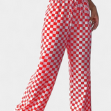 Pantalones Anchos Hilaria con Estampado de Cuadros