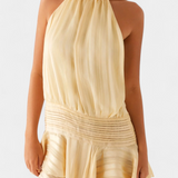 Vestido Mini Azucena con Espalda Abierta y Cintura Plisada