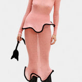 Conjunto de Falda de Punto Stormi con Bordes Volantes