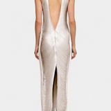Vestido Jianna de Cuello Halter con Flecos Metálicos
