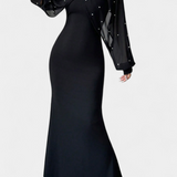 Vestido Atenea Halter de Malla con Perlas