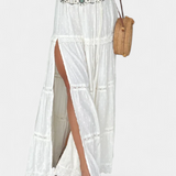 Falda Dola Maxi Boho con Encaje y Abertura Frontal