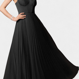 Vestido de Chifón Plisado Ottilie con Corsé Esculpido y Escote en Forma de Corazón