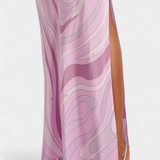 Vestido Largo Valera con Estampado de Espirales y Corte Sin Mangas