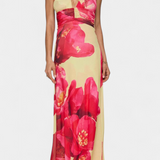 Vestido Maxi de Lunares Melody con Cuello Halter y Cintura Fruncida