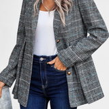 Blazer Peplum en Calico con Solapa de Muesca