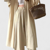 Conjunto Casual Suella de Dos Piezas con Cardigan Largo y Abertura Lateral