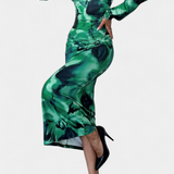 Vestido Largo Ashlyn con Estampado Gradiente y Escote en V