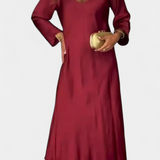 Vestido Riva Fluido con Escote en V y Mangas Largas
