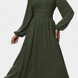 Vestido Midi de Oficina Faela con Puntos Suizos
