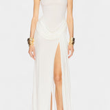 Vestido Maxi Draped Duchess con Abertura Lateral