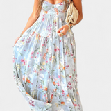 Vestido Floral Neha con Espalda Abierta y Tiras Delgadas