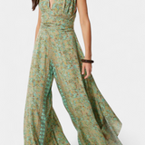 Mono Fluid Leandra Cruzado con Estampado Floral Verde