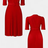Vestido Plisado Zandie con Botones Decorativos