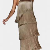 Vestido Saidey con Flecos y Espalda Abierta