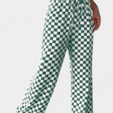 Pantalones Anchos Hilaria con Estampado de Cuadros