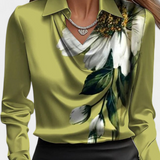 Blusa de Satén Dilnaz con Escote en Cascada
