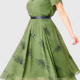 Vestido Midi de Chiffon Verde Lupita con Corte A-Line