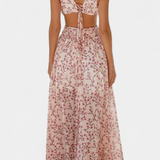 Vestido Zuleika de Chiffon con Volantes y Aberturas Laterales